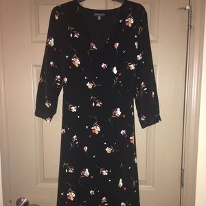 black dress with multi colored flowers